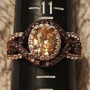 Yellow Gold Over 925 Genuine Sterling Silver Chocolate CZ Diamonds Size 12